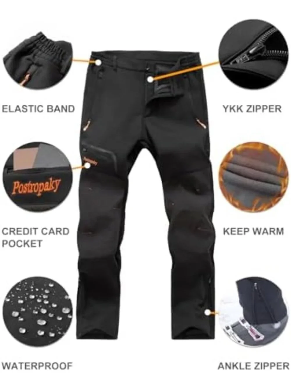 Men's Waterproof Insulated Hiking & Ski Pants | Softshell Outdoor Snowboard Gear